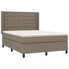 vidaXL Cama box spring colch&oacute;n y luces LED tela gris taupe 140x200 cm
