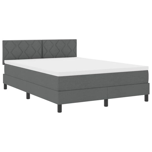 vidaXL Cama tipo Box Spring con colch&oacute;n Gris oscuro 140 x 200 cm tela
