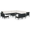 vidaXL Set de muebles de jard&iacute;n 14 pzas cojines rat&aacute;n sint&eacute;tico negro