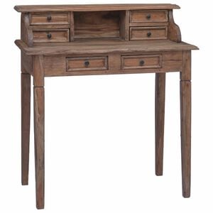 vidaXL Escritorio con cajones madera maciza de caoba 90x50x101 cm