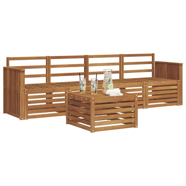 vidaXL Juegos de sof&aacute;s 5 pcs Natural Madera de Acacia S&oacute;lida
