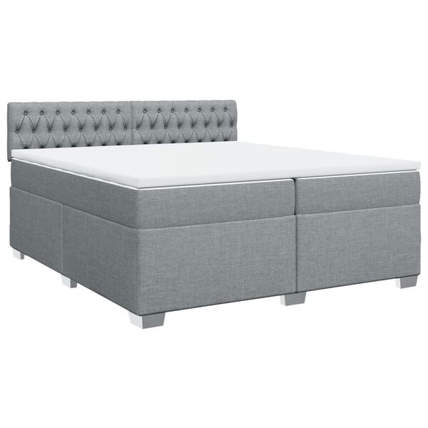 vidaXL Cama box spring con colch&oacute;n tela gris claro 200x200 cm