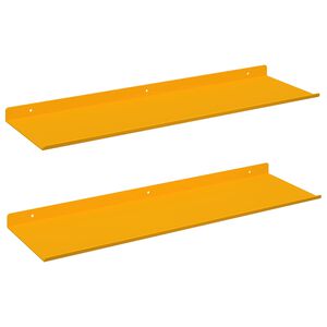 vidaXL Estante flotante 2 pcs Amarillo Mostaza 60 x 18 x 2,5 cm Acero