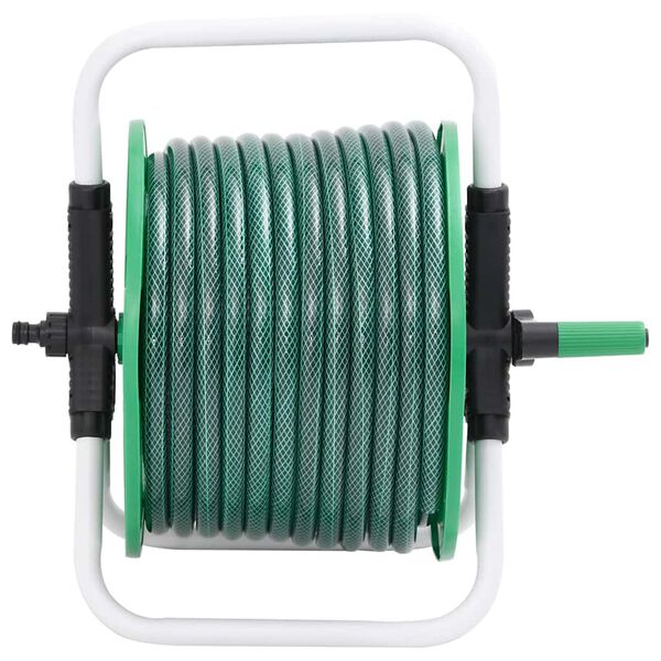 vidaXL Carrete de manguera de pie con set racores PVC verde 0,75" 20 m