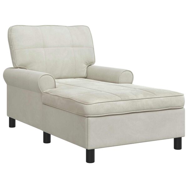 vidaXL Sill&oacute;n reclinable con coj&iacute;n Crema 91 x 157 x 91 cm Terciopelo