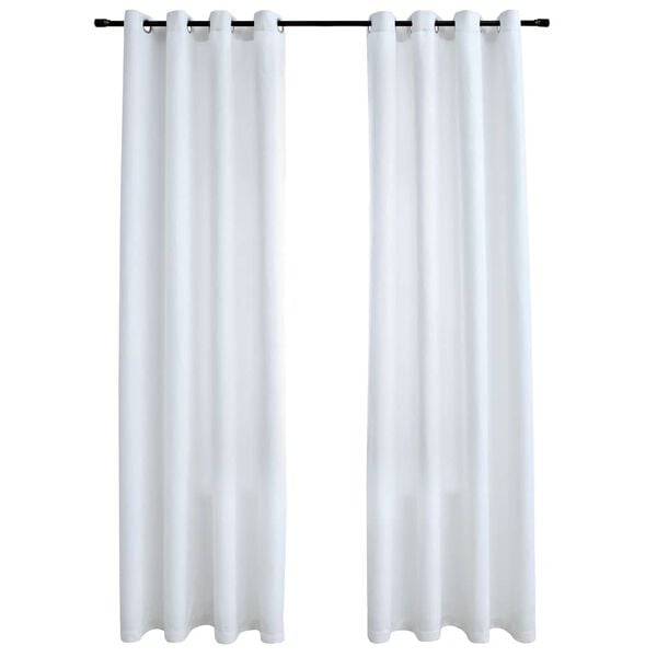 vidaXL Cortinas opacas anillas de metal 2 pzas blanco crudo 140x245 cm