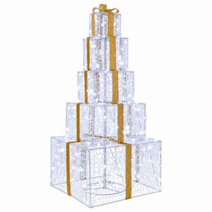 vidaXL Cajas de regalo de Navidad apilables con LED 250 LED