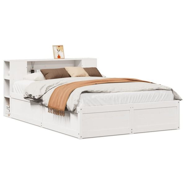 vidaXL Estructura de cama sin colch&oacute;n madera de pino blanca 150x200 cm