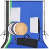 vidaXL Kit de estudio con 5 telones de fondo de colores y 2 softboxes