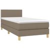 vidaXL Cama box spring con colch&oacute;n tela gris taupe 90x190 cm