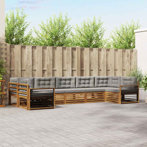 vidaXL Conjunto de sof&aacute;s de exterior 7 pcs Gris Natural y Claro