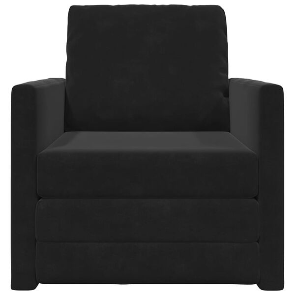 vidaXL Sof&aacute; cama Negro 74 x 77 x 81 cm Terciopelo