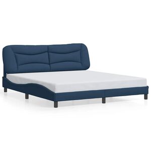 vidaXL Estructura de cama sin colch&oacute;n Hvar tela azul 180x200 cm