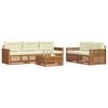 vidaXL Conjunto de sof&aacute;s de exterior con coj&iacute;n 6 pcs Natural y Crema
