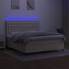 vidaXL Cama box spring colch&oacute;n y luces LED tela crema 180x200 cm