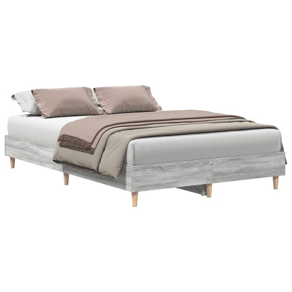 vidaXL Estructura de cama sin colch&oacute;n gris Sonoma 140x190 cm madera