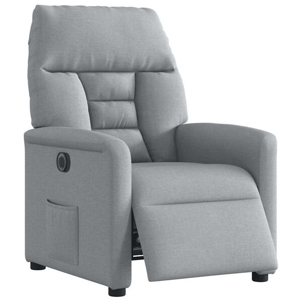 vidaXL Sill&oacute;n reclinable el&eacute;ctrico tela gris claro