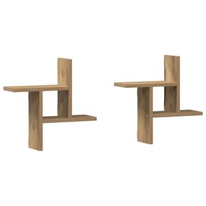 vidaXL Estantes pared 2 uds madera ingenier&iacute;a artisian 38x12x38 cm