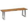 vidaXL Banco de madera maciza de acacia y acero inoxidable 140 cm
