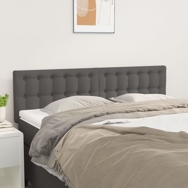 vidaXL Cabeceros cuero sint&eacute;tico gris 144x5x78/88 cm