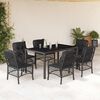 vidaXL Set de comedor de jard&iacute;n 7 pzas y cojines rat&aacute;n sint&eacute;tico negro