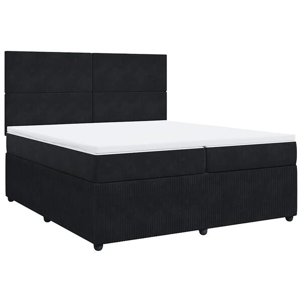 vidaXL Cama box spring con colch&oacute;n terciopelo negro 200x200 cm