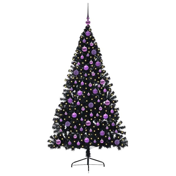 vidaXL &Aacute;rbol de Navidad Artificial Preiluminado Negro 180 cm PVC
