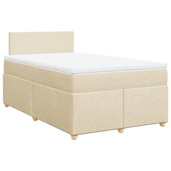vidaXL Cama box spring con colch&oacute;n tela color crema 120x190 cm