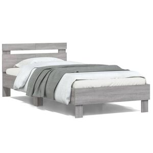 vidaXL Cama con cabecero madera de ingenier&iacute;a gris Sonoma 100x200 cm