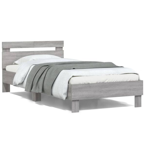 vidaXL Cama con cabecero madera de ingenier&iacute;a gris Sonoma 100x200 cm