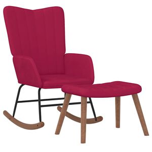 vidaXL Silla mecedora con reposapi&eacute;s terciopelo rojo tinto