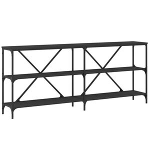 vidaXL Mesa consola hierro y madera de ingenier&iacute;a negro 180x30x75 cm