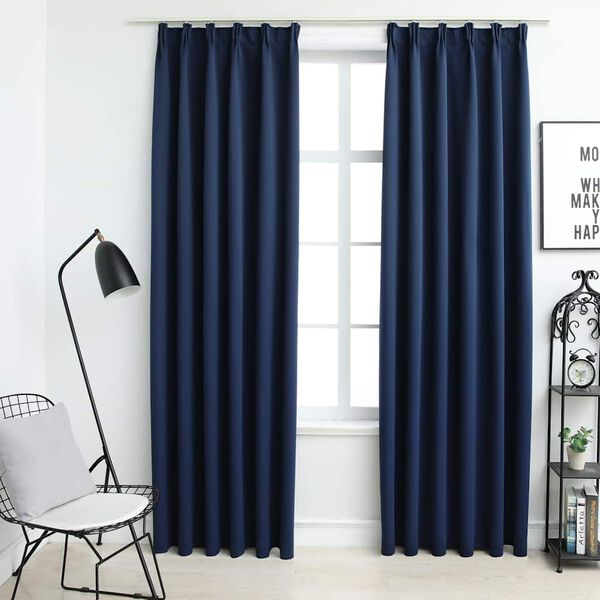 vidaXL Cortinas opacas con ganchos 2 piezas azul 140x225 cm