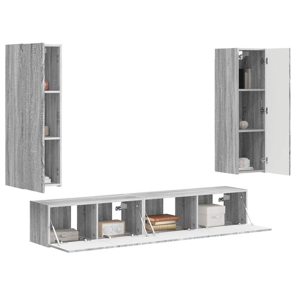 vidaXL Conjunto de mueble de TV 3 pcs Gris Sonoma Madera de ingenier&iacute;a