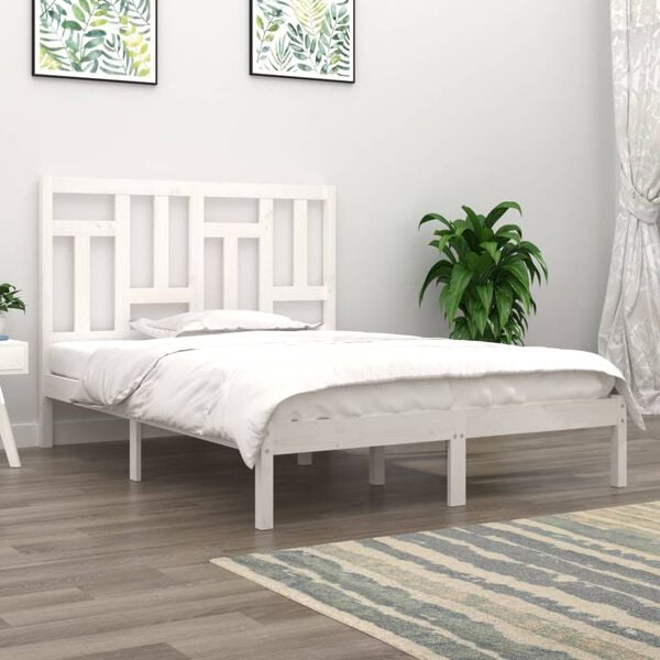 vidaXL Estructura de cama doble pequeña madera maciza blanca 120x190cm
