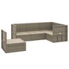 vidaXL Set de muebles de jardín 5 pzas y cojines ratán sintético gris