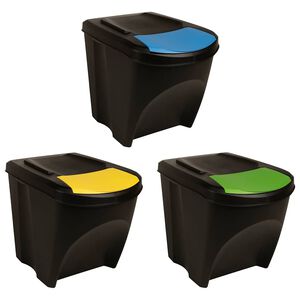 vidaXL Cubos de basura apilables 3 piezas gris antracita 75 L