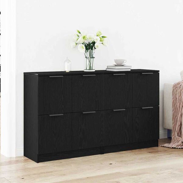 vidaXL Aparador Roble negro 180 x 30 x 70 cm Madera contrachapada