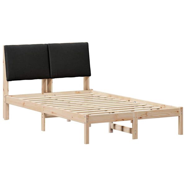 vidaXL Estructura de cama con cabecera Marr&oacute;n y negro 135 x 190 cm