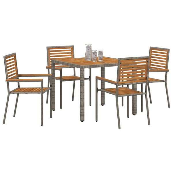 vidaXL Conjunto de Comedor de Jard&iacute;n 5 pcs Gris rat&aacute;n sint&eacute;tico