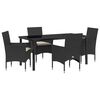 vidaXL Conjunto de Comedor de Jard&iacute;n 5 uds. Negro rat&aacute;n sint&eacute;tico