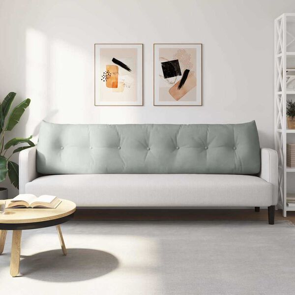 vidaXL Coj&iacute;n de Espalda Gris Claro 200 x 24 x 50 cm Terciopelo