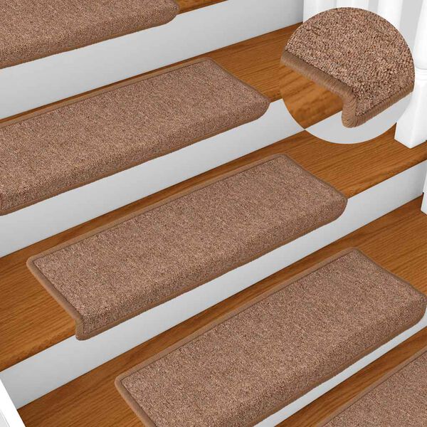 vidaXL Alfombrillas para escaleras 30 unidades 65x21x4 cm Marr&oacute;n Borde Rectangular