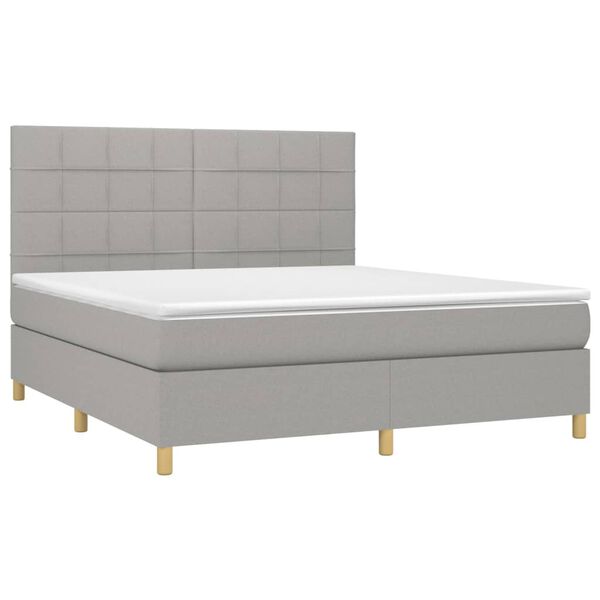 vidaXL Cama box spring con colch&oacute;n tela gris claro 180x200 cm