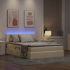 vidaXL Cama con almacenamiento y LED con LED Crema 140 x 200 cm tela