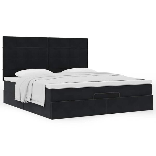 vidaXL Estructura de cama otomana colchones terciopelo negro 200x200cm