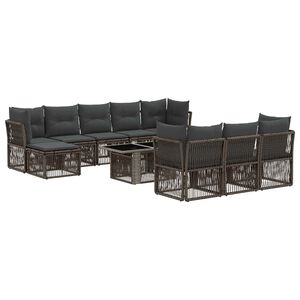 vidaXL Conjunto de sof&aacute;s de jard&iacute;n 11 uds. Gris rat&aacute;n sint&eacute;tico