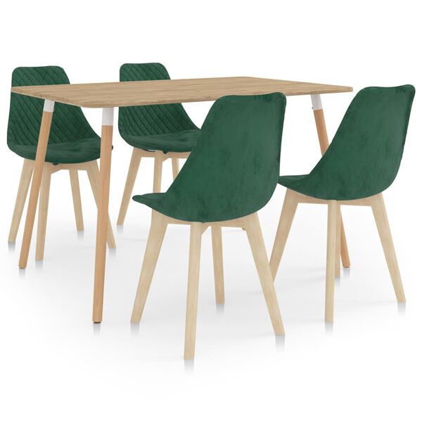 vidaXL Juego de comedor 5 piezas verde oscuro