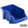 vidaXL Contenedores almacenaje apilables 103x165x76 mm azul 250 uds