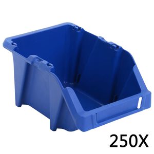vidaXL Contenedores almacenaje apilables 103x165x76 mm azul 250 uds